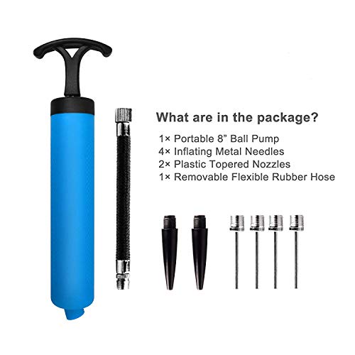 MINGRU Ball Pump for Basketball, Soccer, Volleyball, Rugby, Water Polo Ball & Other Inflatables Air Pump, Needles and Nozzles Included