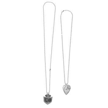 Dilwe Halskette Plektren, 2 STÜCKE Halskette Kette Metall Pick Plektrum Anhänger mit Aufbewahrungsbox, für Akustische E-Gitar