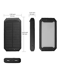 Solar Power Bank, powergreen10000 mAh Cargador Solar 2 puertos USB   cargador de batería externo para iPhone 6 6S, Android, HTC y más (naranja)