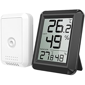AMIR 【New Version】 Digital Temperature and Humidity Monitor, Indoor Outdoor Thermometer, Humidity Meter with LCD Screen, Humidity Gauge for Home, Office, Baby Room, etc(Mini, Battery not Included)