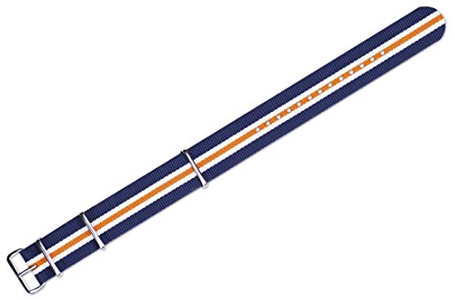 22mm Military MoD Ballistic Nylon G10 Watch Band - Navy, White, & Orange