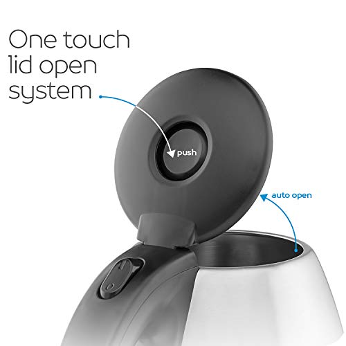Max, Electric Kettle, 1.7 L, Automatic Lid open, Tea Pot, Fast Boil, Boil dry protection, 1500W power, Stainless steel inside, Auto ShutOff, Min and Max Level inside, Cool touch handle