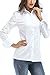 SUNNOW Women Simple White Collared Long Sleeves Blouse with Button (M, White)