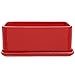 MyGift 10 inch Rectangular Modern Minimalist Red Ceramic Succulent Planter Pot/Window Box Container with Saucer and Drainage Holes