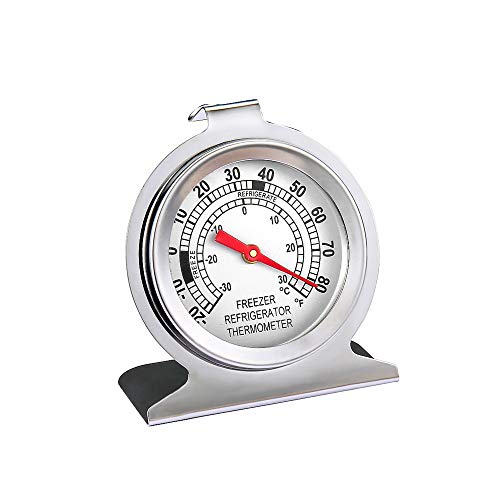 2 Pack Stainless steel Refrigerator Freezer Thermometer Large Dial Thermometer