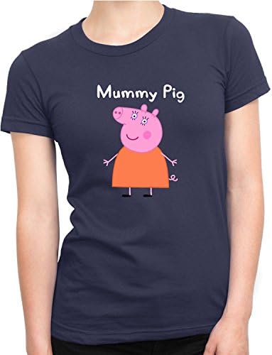 Mummy Pig Women T Shirt Navy Large