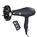 JINRI 1875W Lightweight DC Motor Low Noise Hair Dryer Negative Ionic With Cold Shot Button 2 Speeds 3 Heat Settings With Concentrator and Diffuser ,ETL Certified,Black
