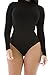 Pink Queen Women Turtle Neck Long Sleeve Sexy Bodycon Bodysuit Leotard Jumpsuit,Black-453,Large