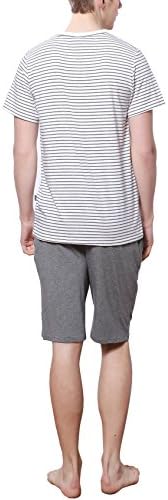 HACAI Men's Pajama Set Soft Cotton Short Sleeve Sleepwear