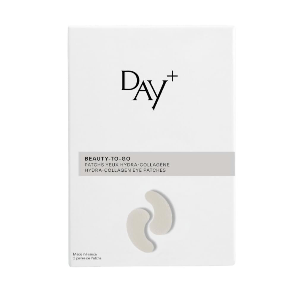 DAY+ | Hydra-Collagen Eye Patches | Fresh & Toned Eyes | Moisturise the Eye Contour, Smooth & Plump | Marine Collagen, White Tea | 98.9% natural ingredients | Pack of 6 pairs