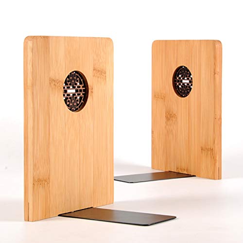 MAGO Retro Chinese Style Nature Beech Wood Book Book Ends for Shelf Home Office Library Decoration Log Color (Square),1210.516cm