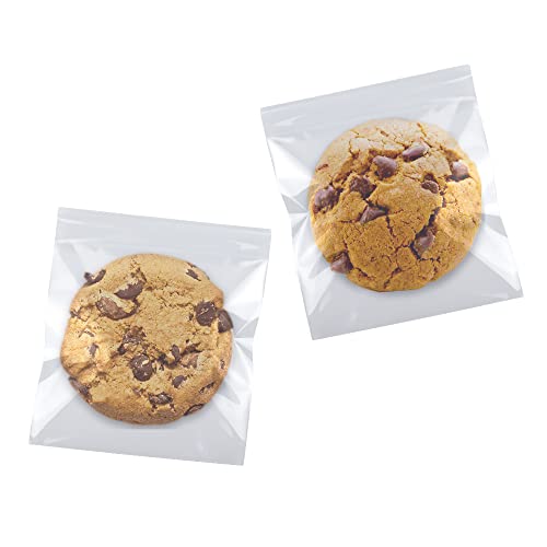 SUREHOME Cookie Bags with Seal, 200 Pcs 5x6 Inch Clear Self Sealing Cellophane Bags for Cookie Packaging Resealable Cello Treat Bag Plastic Individual Cookies Bag for Gift Giving Favors Candy Wrappers