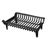 HY-C Liberty Foundry G800-24-BX Heavy-Duty Cast Iron Flat Bottom Basket Style Fireplace Grate, 24" Front W x 15" D x 7" H (4" Leg Height)