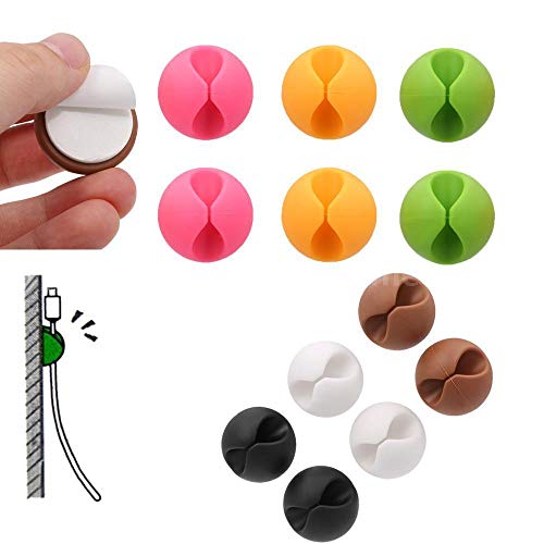 VizGiz 10 Pack Cable Management Clips Organizer Cord Holder Adhesive Keeper Cable Raceway Multipurpose Clip for Desk Line Drop Desktop Mouse Headset Charger Computer Toothbrush Pen Winder Fixer Ties