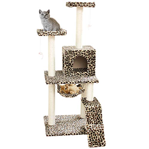 Cat Tree Scratcher Play House Condo Furniture Bed Post Pet House (Leopard Skin 58″)