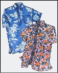 Mens Hawaiian Pullover or Button Front Placket Aloha Shirt Sewing Pattern #210