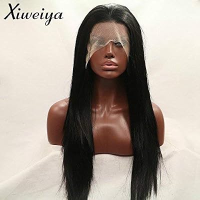 Xiweiya 180 Density Long Silky Straight Black Hair Wigs Heat
