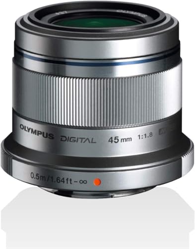 Olympus M.Zuiko Digital 45mm F1.8 Micro Four Thirds, Bright Lens Compatible with OM SYSTEM and Pansonic Mirrorless Cameras, Quick Focus, Ideal for Portraits, Silver,