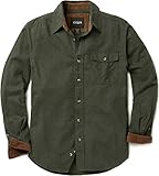 CQR Men's Flannel Long Sleeved Button-Up Plaid All-Cotton Brushed Shirt, Corduroy Lined(hof110) - Hunter Green, X-Large