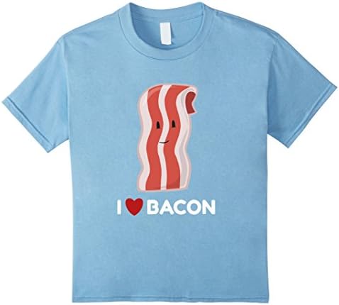 Kids I Love Bacon T-shirt I Heart Bacon Cute Cartoon Character 6 Baby Blue