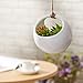 MyGift Modern 5 inch Round Hanging White Ceramic Planter Pots with Jute Twine Rope, Set of 2