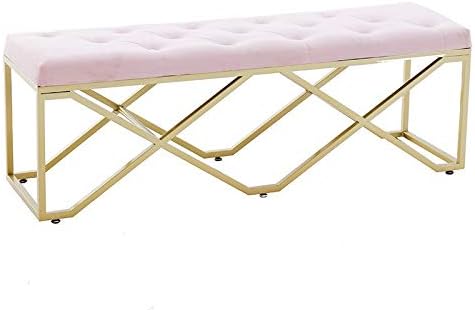 Sarahjers Home Pouffe Stool Modern Contemporary Cushioned Bench Velvet Tufted Seating Goldtone Metal Leg Bench Shoe Stools Mini Furniture Color Pink Size 100x40x45cm Amazon Co Uk Kitchen Home