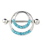 Maggie 1Pair Fashion Crystal Rhinestone Round Body Nipple Bar Barbell Piercing Ring Jewelry
