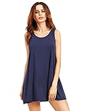 ROMWE Women's Casual T-Shirt Sleeveless Swing Dress Tunic Tank Top Dresses Navy XXL