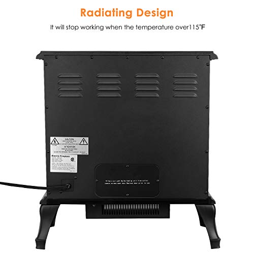 femor 25" Electric Fireplace, Adjustable 3D Realistic Flame Effect & Temperature, Portable 1400W Indoor Space Freestanding Heater with Overheating Safety Protection - Thumbnail 4