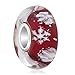 LovelyCharms 925 Sterling Silver Murano Glass Christmas Snowflake Core Bead Fits European Pandora Charm Bracelets (Red)