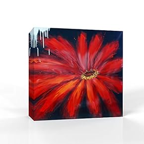 Canvas Wall Art Elegant Red Flowers Pictures Home Wall Decorations for Bedroom Living Room Paintings Canvas Prints Framed - 12x12 inches