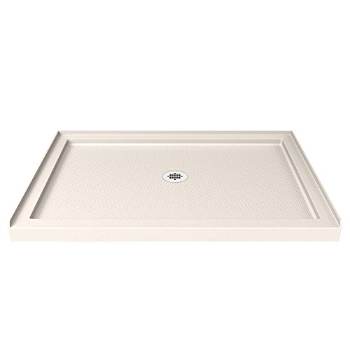 DreamLine SlimLine 36 in. D x 42 in. W x 2 3/4 in. H Center Drain Single Threshold Shower Base in Biscuit