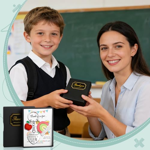 iZoeL Thank You Teacher Gifts for Women Men Best Teacher Gifts Thank You Cards Keyring Gift For Teacher End Of The Year - Graduation Gifts for Nursery Assistant Head Teacher Pre School Teacher