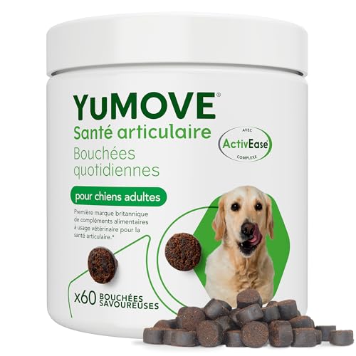 YuMOVE Arthrose Chien pour Chiens Adultes 5 à 7 Ans - 60 Bouchées - Formule Avancée avec 150mg de Complexe ActivEase par Bouchée - Moule Verte, Oméga-3, Glucosamine Quotidienne Soutien Articulation