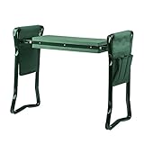 Wuudi Folding Garden Kneeler Seat Bench with Two Tool Pouches and Kneeling Pads Used in Gardening Work