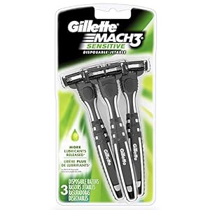Gillette Mach3 Sensitive Men’s Disposable Razors, 3 Count