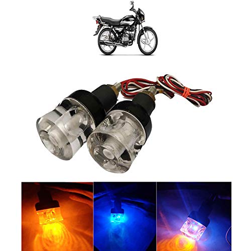 AdroitZ Multicolor Bike Handle Bar Led Light/DRL Led Light for Splendor Plus (Blue Orange)