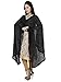 Dupatta Bazaar Woman's Embroidered Black Chiffon  Chunni,Dupatta, Stole with Lace Border