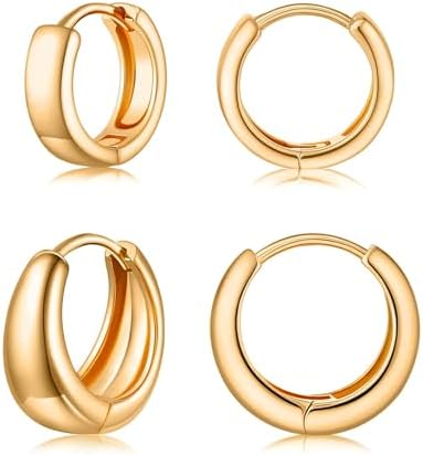 ZEZHOMCHI Pairs 14k Gold Filled Huggie Hoop Earrings Set Small