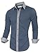 TAM WARE Mens Casual Slim Fit Contrast Lining Button Down Dress Shirts TWCS22-INDIBLUE-US M