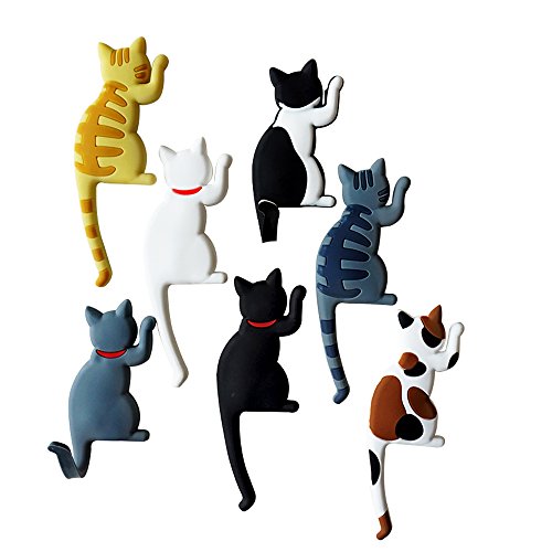 Comidox Cute Multifunction Cat Magnetic Refrigerator Sticker Fridge Magnet Hanging Hook 2 in 1 Black cat /white cat / three cats 3pcs