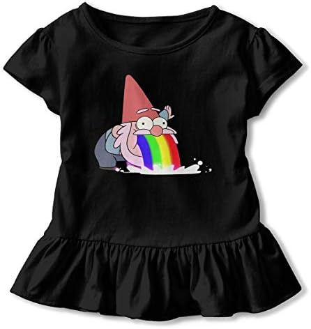 Children's Gravity Falls Gnome Vomit Deep Short Sleeves Ruffle Hem Tshirt,Girl's Personality Flounce Tee