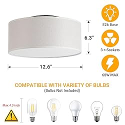 JIWUZHI 3-Light Semi Flush Mount Ceiling Light