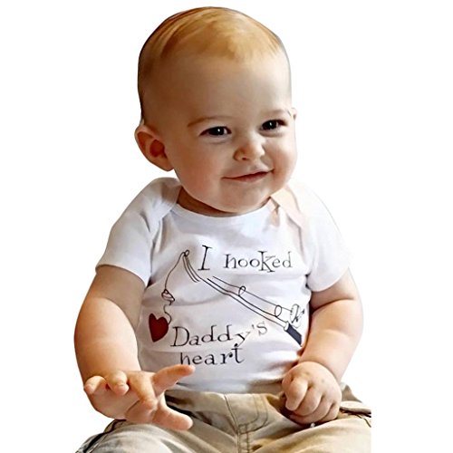 FEITONG Toddler Girl Boy Letter Print Pattern Short Sleeve Romper Bodysuit Shirt