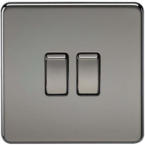 Knightsbridge - Schraubenlose 10A 2G 2-Wege Schalter - Schwarz Nickel