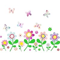 Easu Butterfly Wall Decals Flowers Wall Decals Kids Wall Decor Butterfly Wall Stickers Peel and Stick Removable Wall Stickers