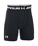 Under Armour Boys' HeatGear Armour Fitted Shorts – Mid, Black (001)/White, Youth X-Large