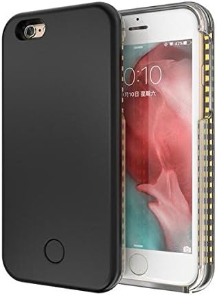 SILKROADLLC iPhone 7 Plus / 7S Plus (5.5 Inch) LED Illuminated - Rechargeable - Selfie Light Up Luminous Cell Phone Case Cover (Black)