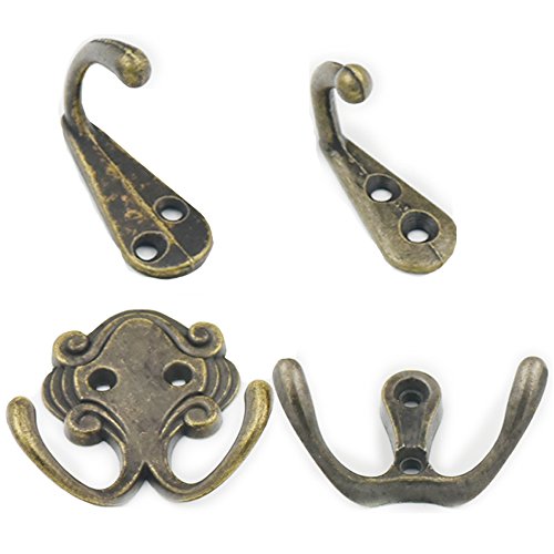 Fujiyuan 10 pcs 30mm x 12mm Hanger Hooks 2 hole Bronze Jewelry Chest Boxes Doors Wardrobe Clothes Hats Towel Zinc Alloy Utility Hooks - Thumbnail 2