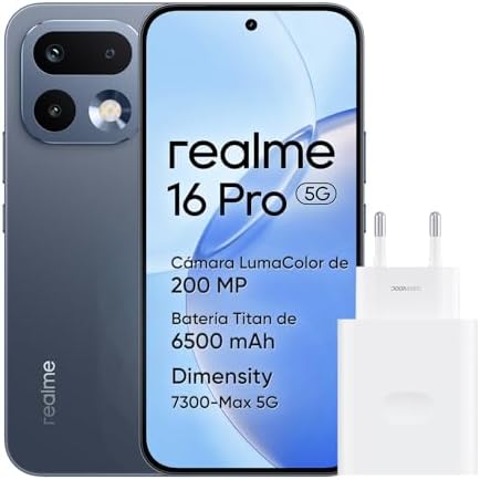16 Pro 5G Smartphone, 8GB+256GB, Pantalla AMOLED 144Hz 6,78", Batería 6500mAh, Cámara 200MP OIS, IP69K, Carga Rápida 45W, Dual SIM, Next AI, Gris (con Adaptador)